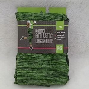 L/XL Women's Marled Athletic Legwear - Green Black